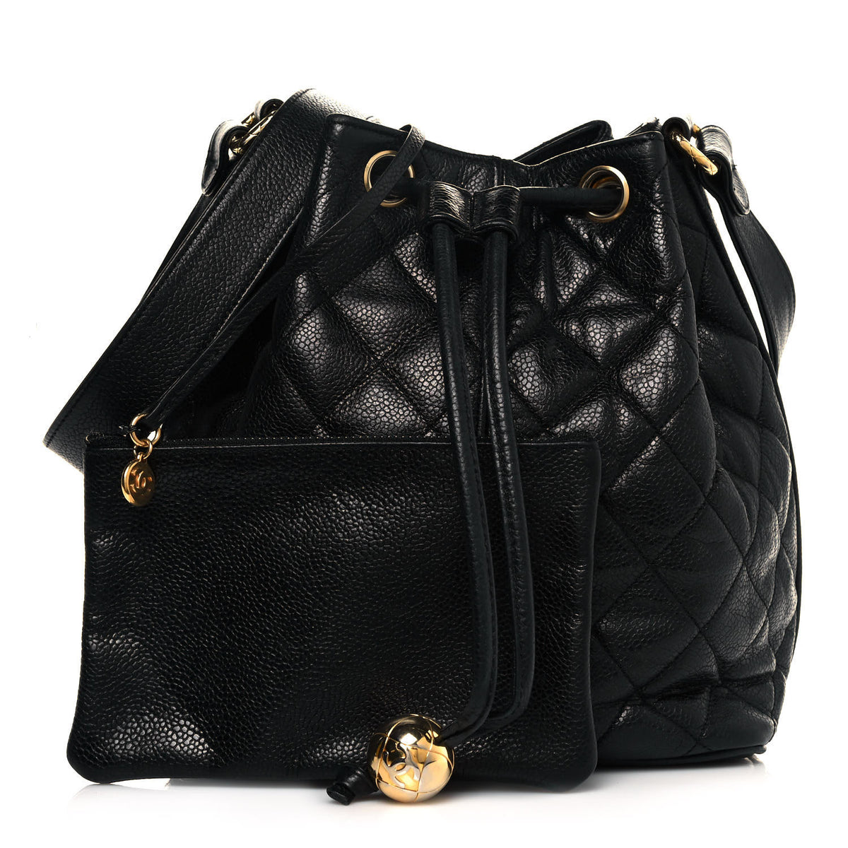 Chanel Caviar Quilted Drawstring Bucket Bag Black 1 of 12