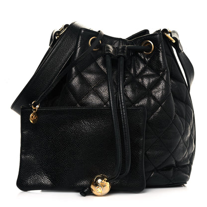 Chanel Caviar Quilted Drawstring Bucket Bag Black 1 of 12