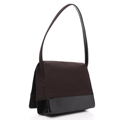 Chanel Patent Jersey Flap Shoulder Bag Dark Brown 2 of 13