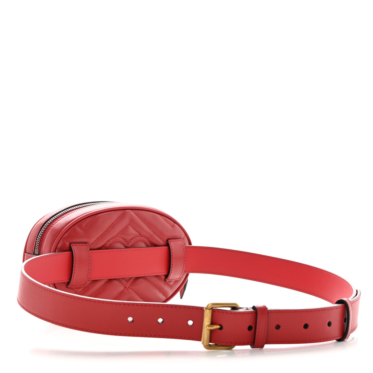 Gucci Calfskin Matelasse GG Marmont Belt Bag 95 38 Hibiscus Red 3 of 13