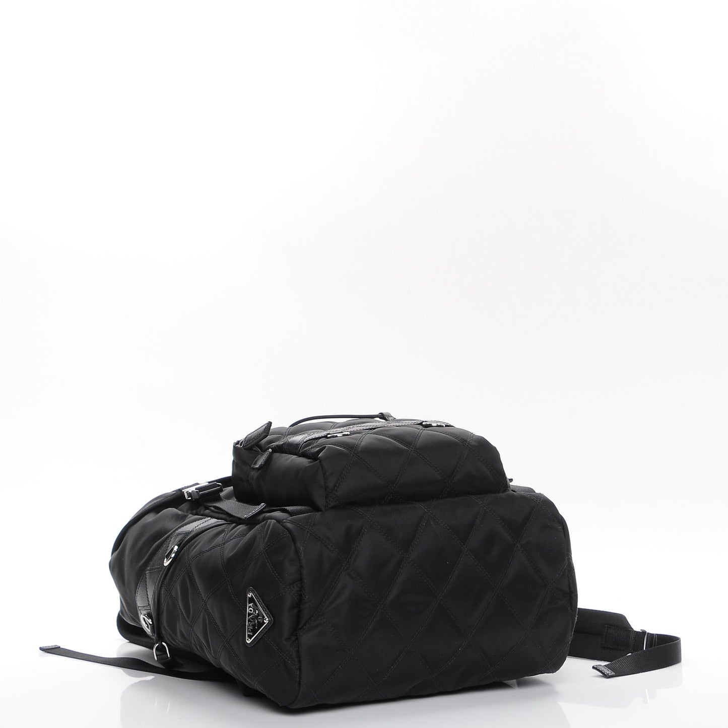 Nylon Impunturato Double Buckle Backpack Black