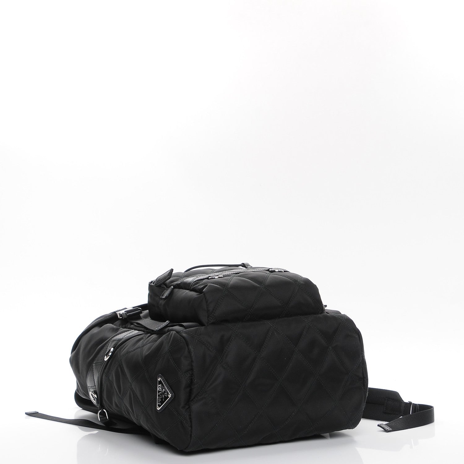 Prada Nylon Impunturato Double Buckle Backpack Black 4 of 9