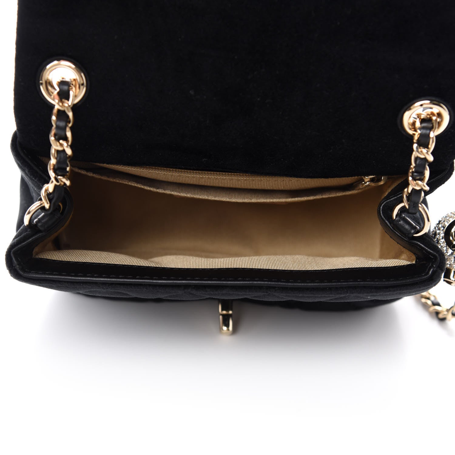 Chanel Velvet Quilted Mini Pearl Crush Flap Black 5 of 10