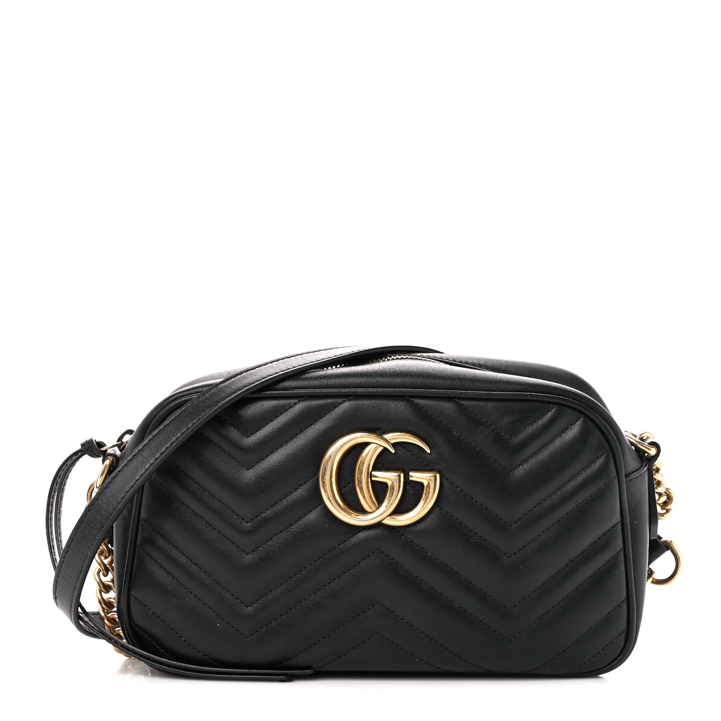 Calfskin Matelasse Small GG Marmont Chain Shoulder Bag Black