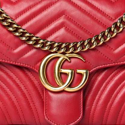 Gucci Calfskin Matelasse Small GG Marmont Shoulder Bag Hibiscus Red 8 of 20