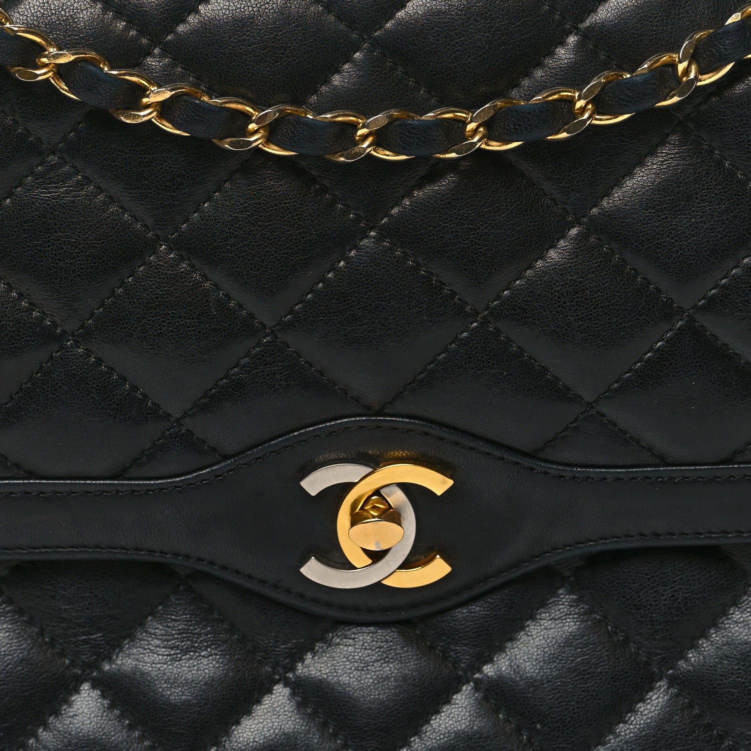 Chanel Lambskin Quilted Medium Double Flap Black 7 of 13