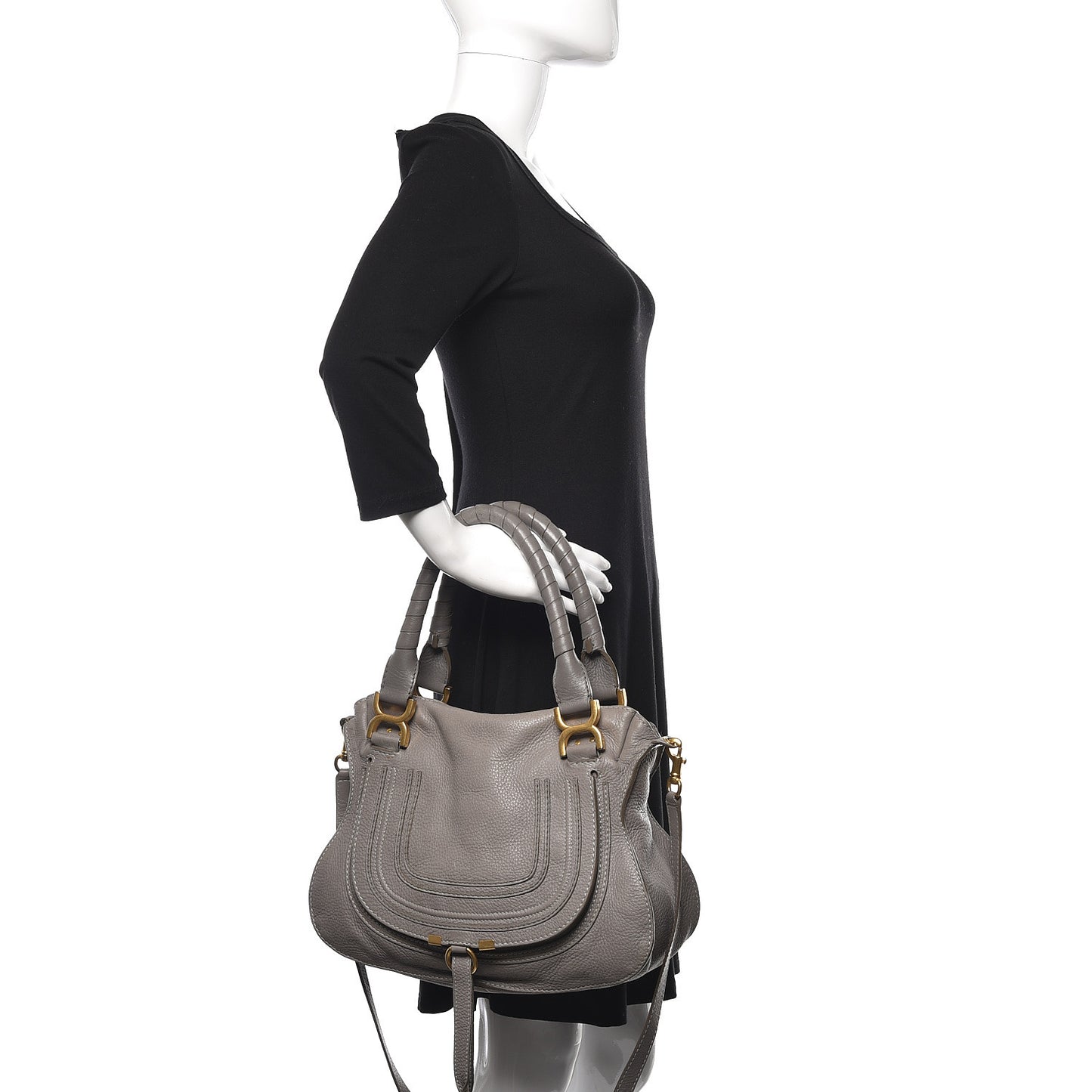Calfskin Medium Marcie Satchel Cashmere Grey
