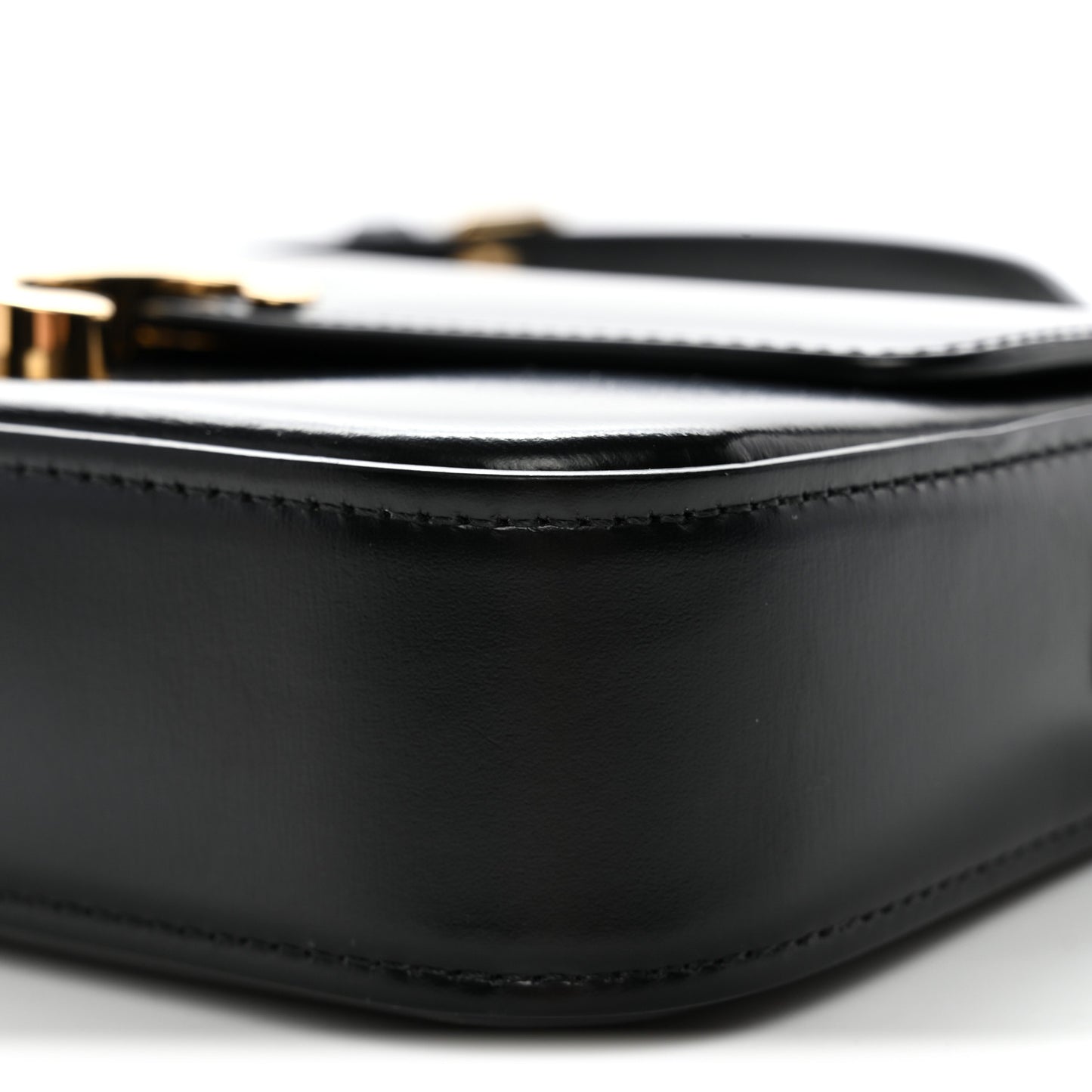 Shiny Calfskin Triomphe Shoulder Bag Black
