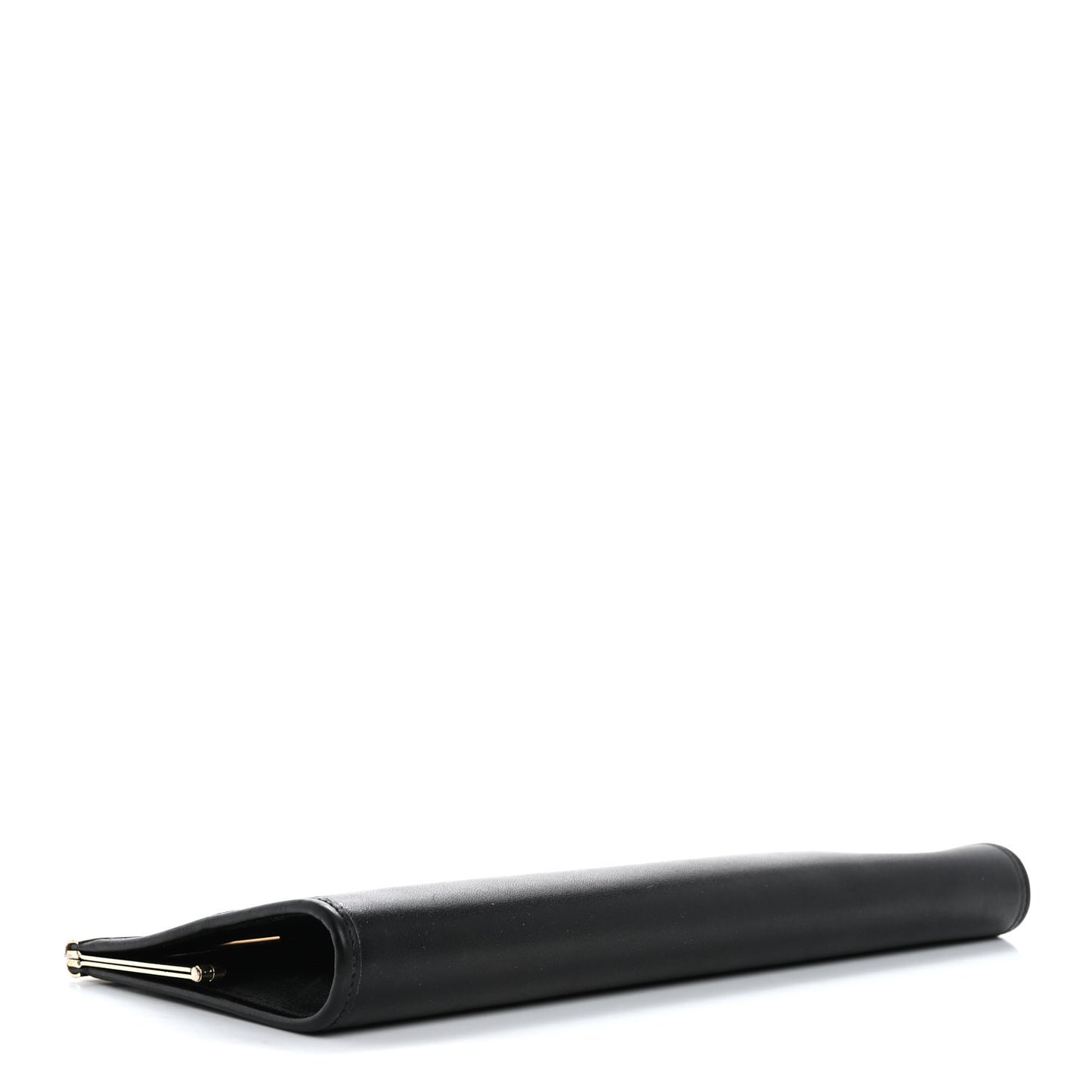 Calfskin Metal Frame Clutch Black