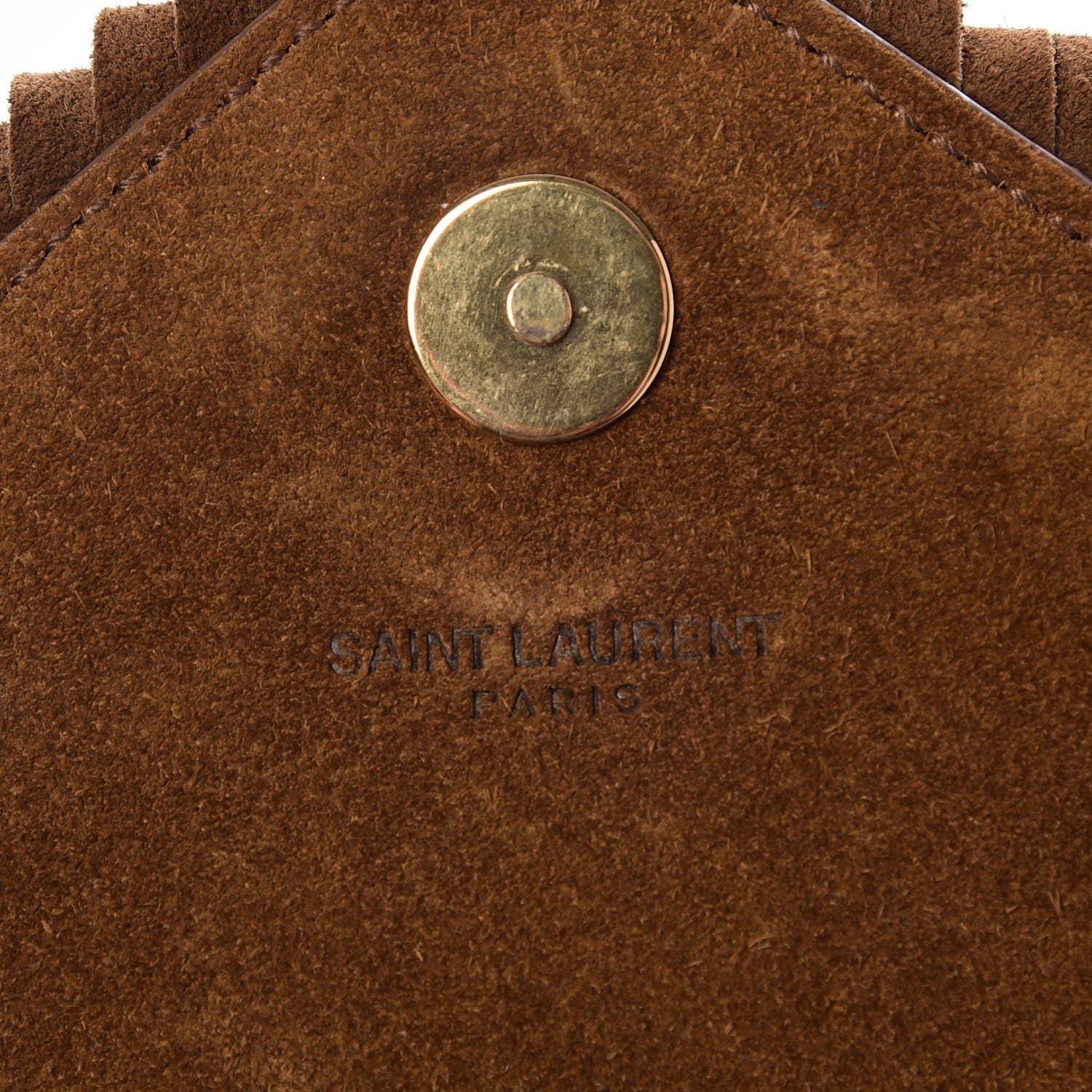 Saint Laurent Suede Fringe Medium Monogram Satchel Light Ocre 7 of 8
