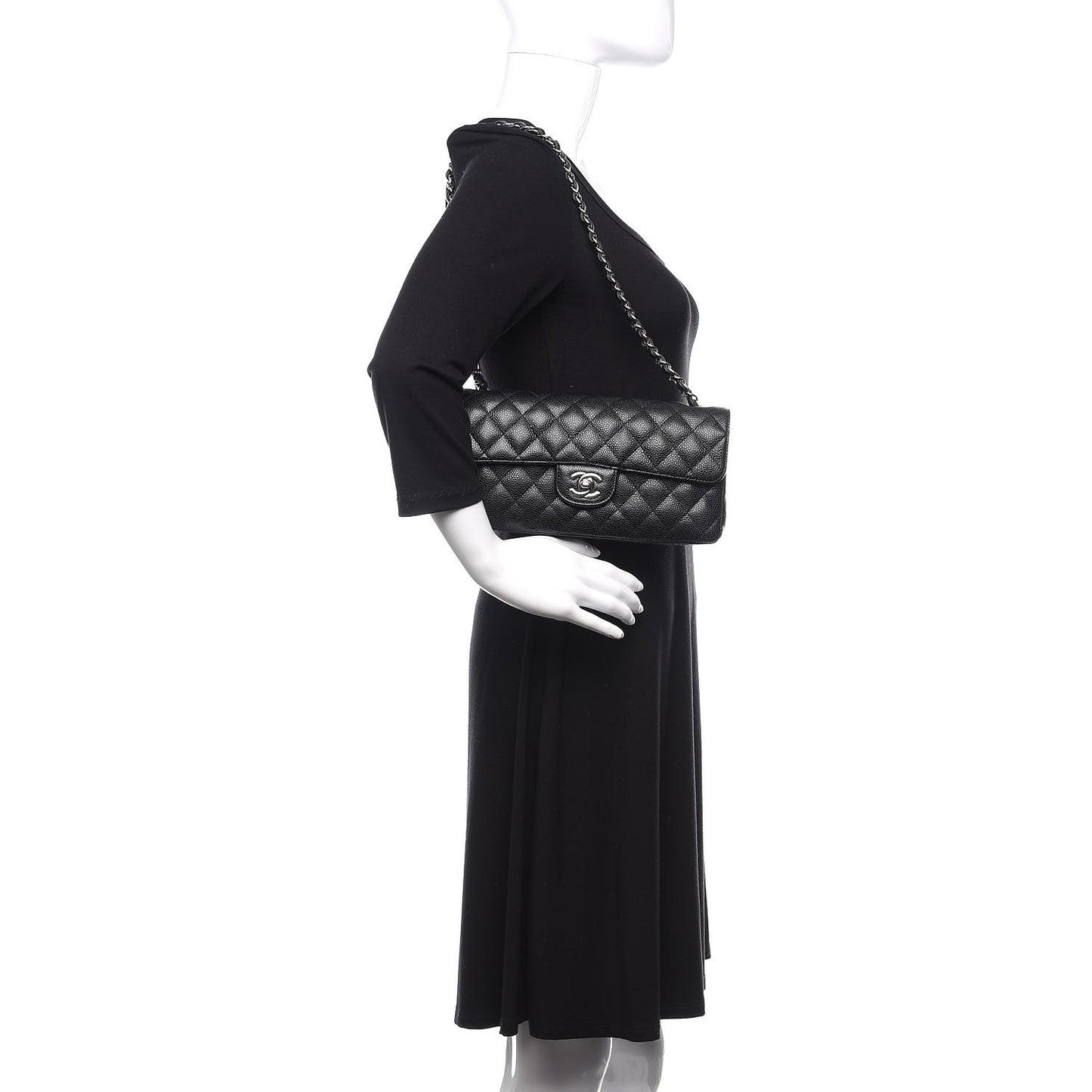 Caviar Quilted East West Flap Black