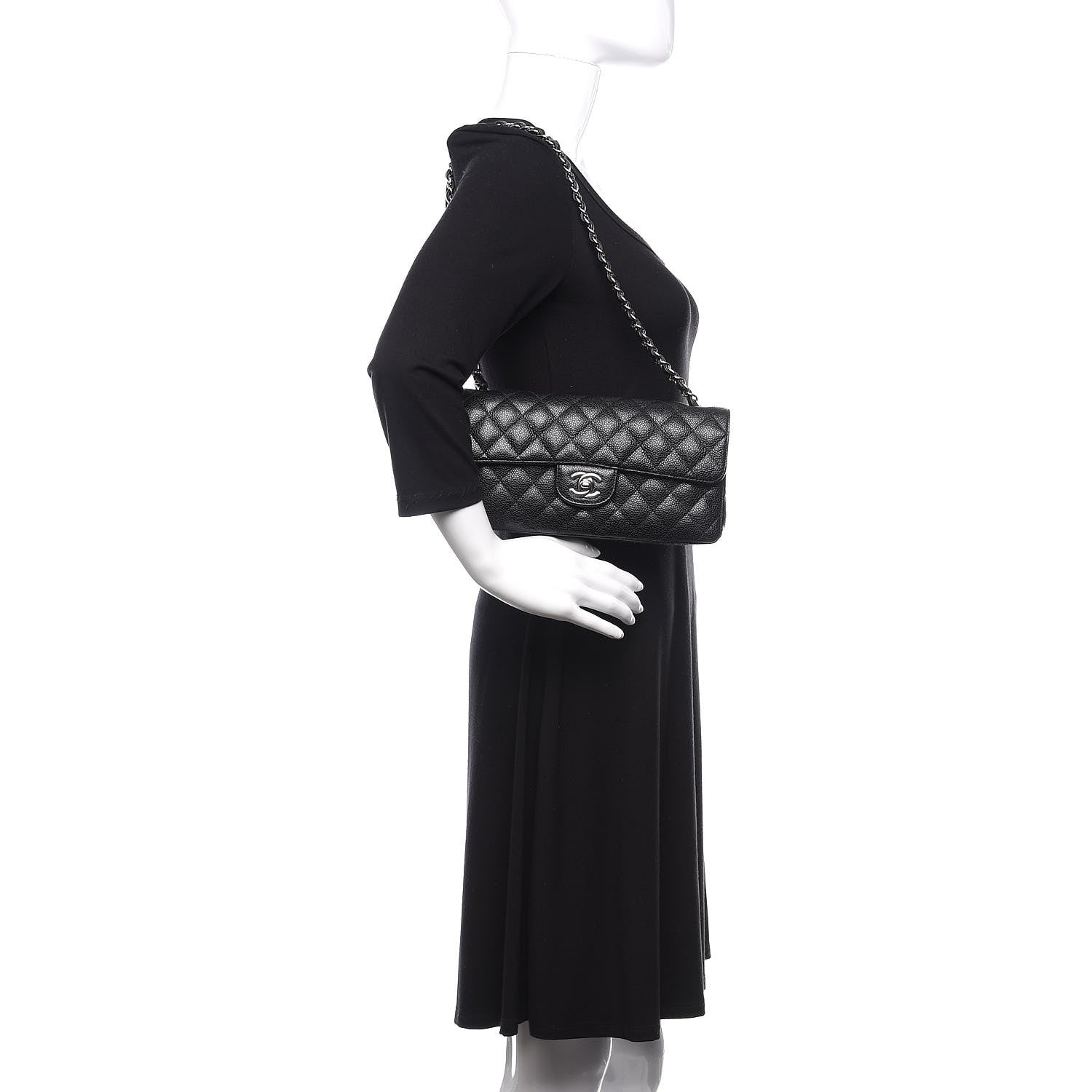 Chanel Caviar Quilted East West Flap Black 2 of 14