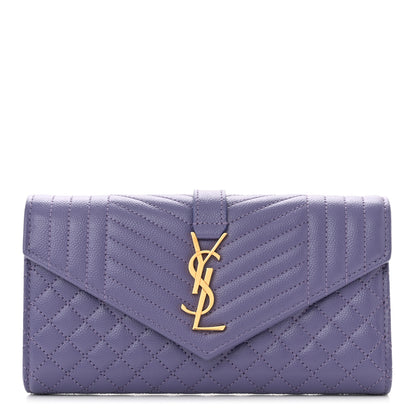 Saint Laurent Grain De Poudre Mixed Matelasse Triquilt Large Monogram Wallet Mauve 1 of 7