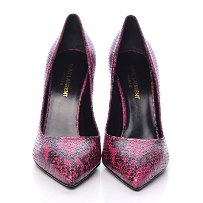 Saint Laurent Python Calfskin Embossed Classic Paris 105 Pumps 39 Fuchsia 2 of 11