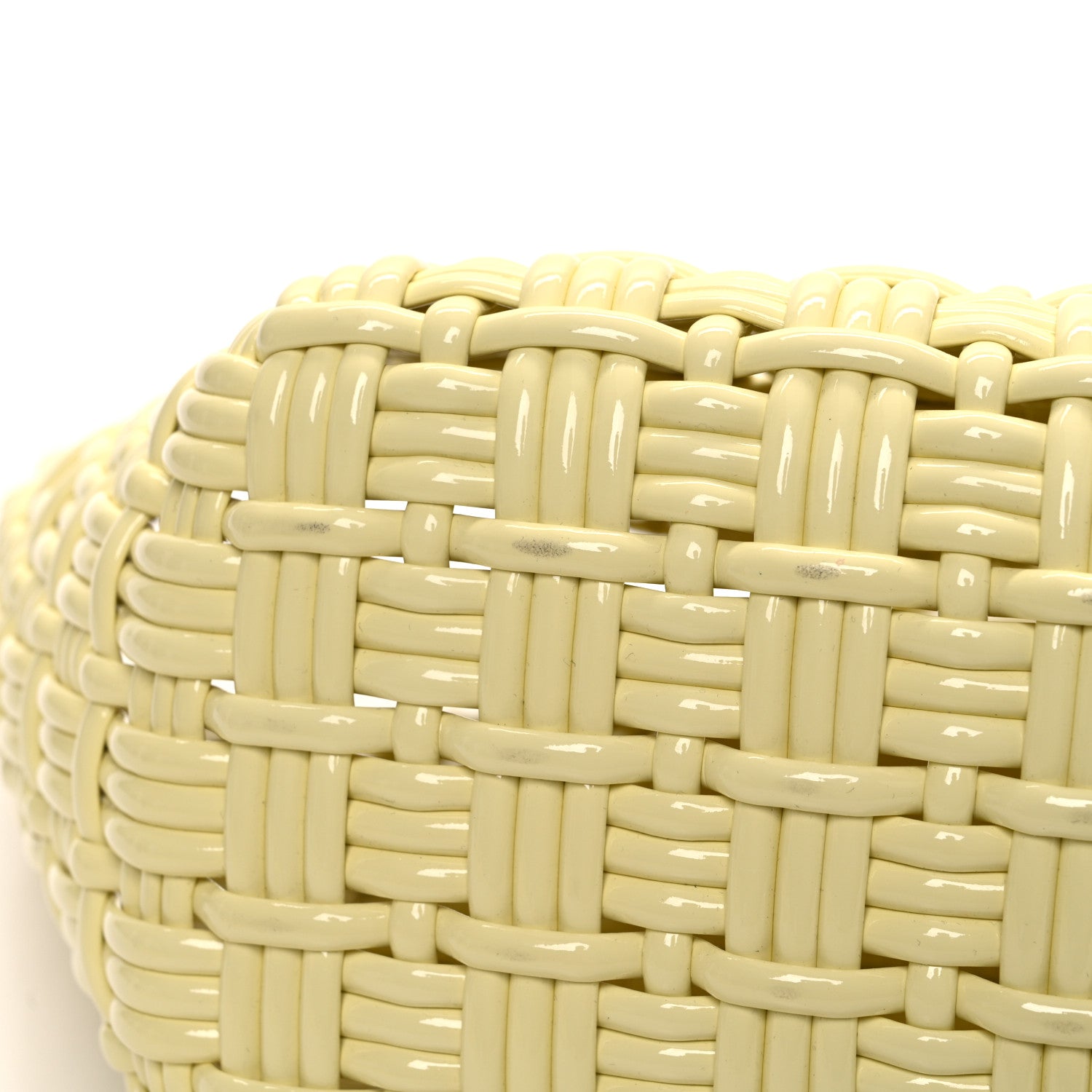 Balenciaga Varnished Faux Calfskin Braided XS Bistro Basket Pale