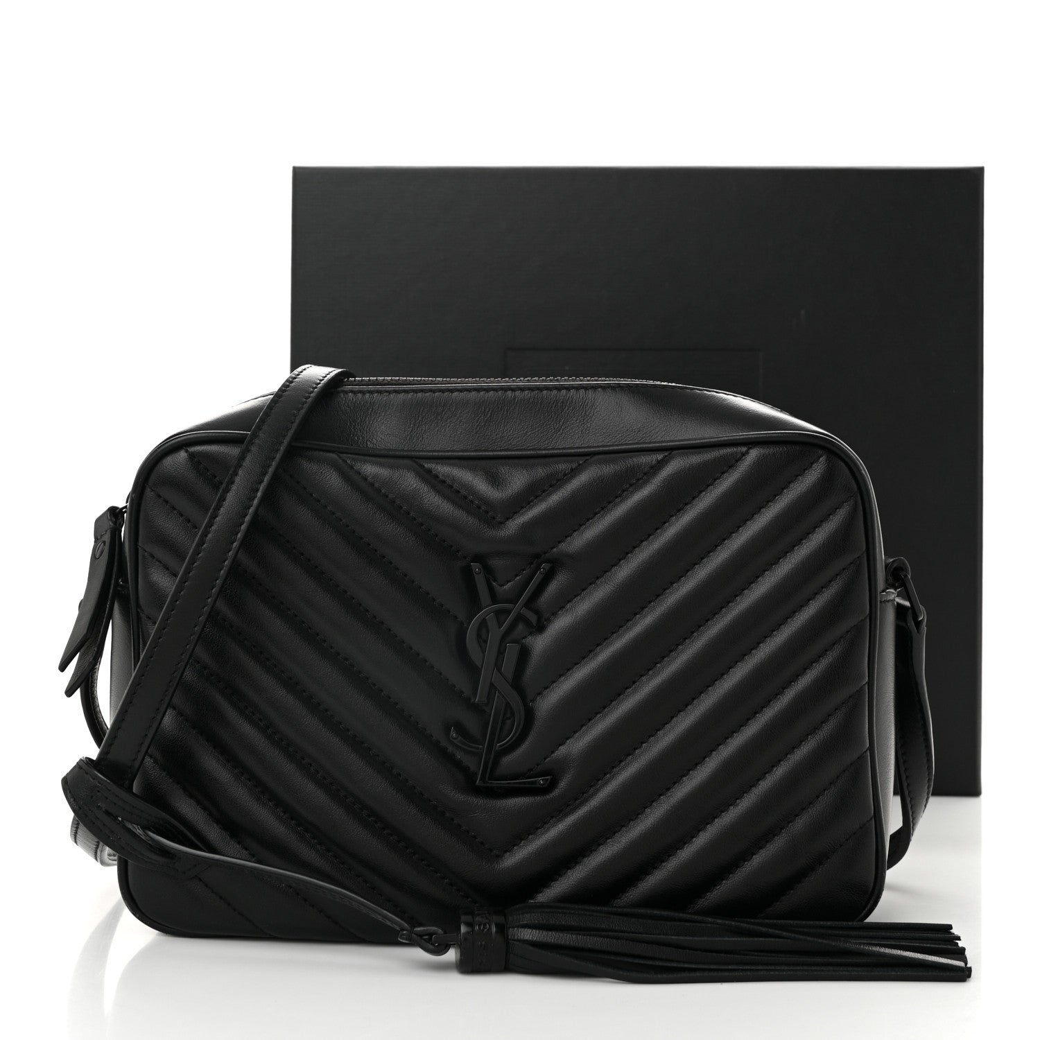 Saint Laurent Calfskin Matelasse Monogram Monochrome Lou Camera Bag Black 13 of 13