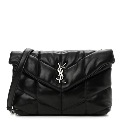 Saint Laurent Lambskin Quilted Toy Loulou Puffer Monogram Chain Satchel Black 1 of 16