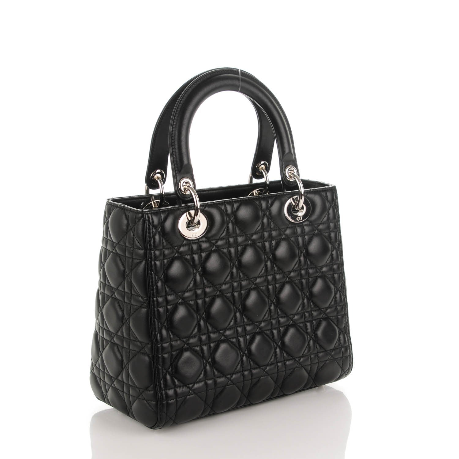 Christian Dior Lambskin Cannage Medium Lady Dior Black 3 of 7