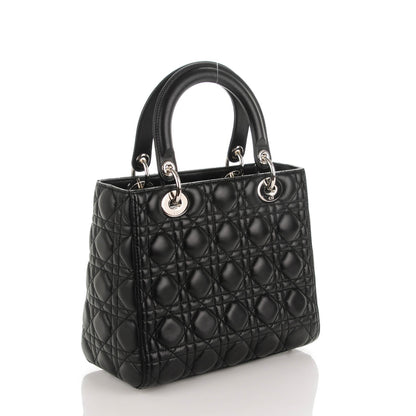 Christian Dior Lambskin Cannage Medium Lady Dior Black 3 of 7