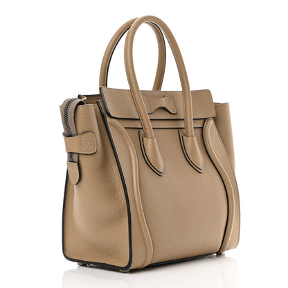 Celine Drummed Calfskin Micro Luggage Dune 3 of 11