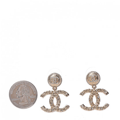 Chanel Crystal CC Drop Logo Earrings Gold 2 of 5
