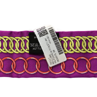 Hermes Silk Maillons Twilly Fuchsia Violet Jaune 4 of 4