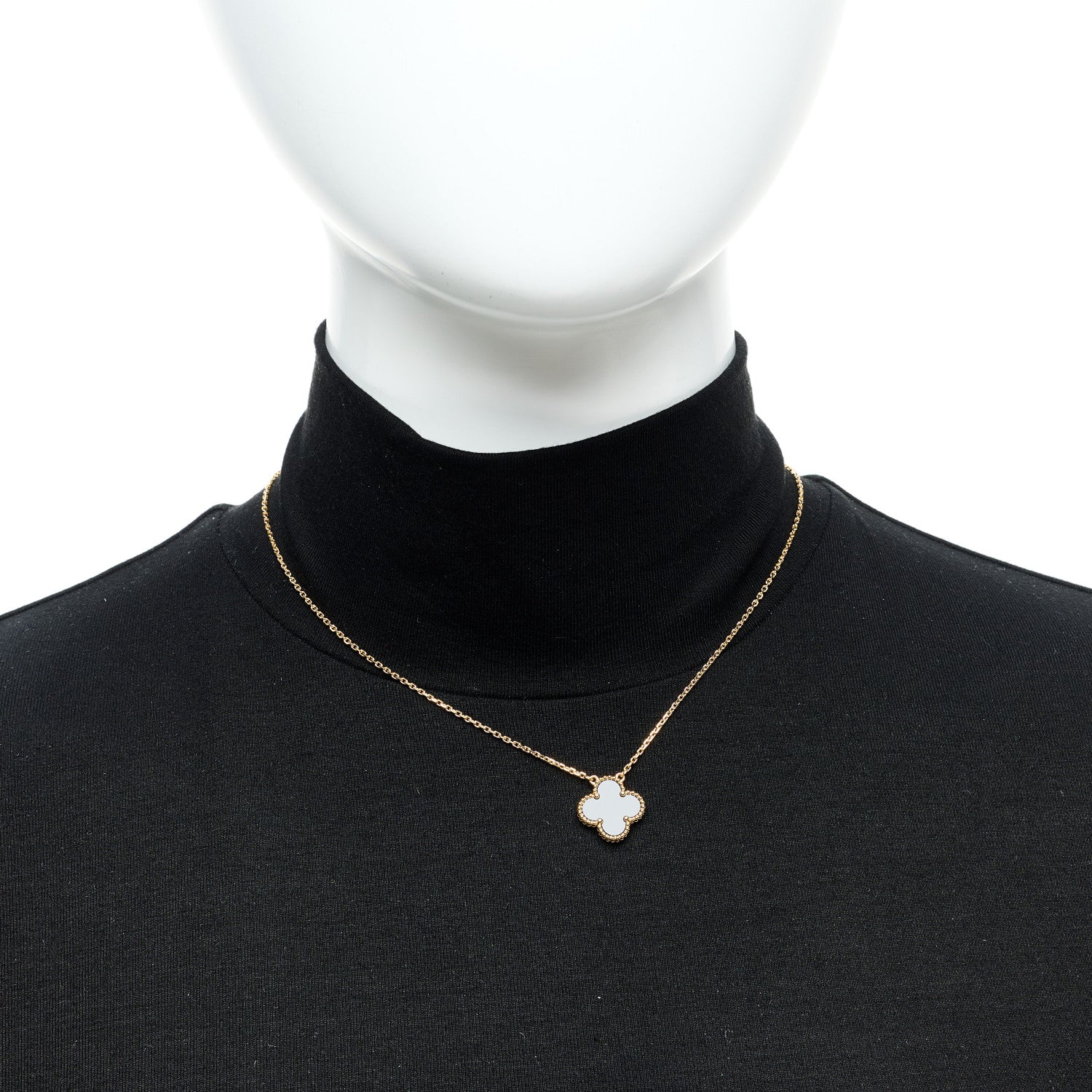 Van Cleef & Arpels 18K Yellow Gold Black Onyx Vintage Alhambra Pendant Necklace 2 of 5