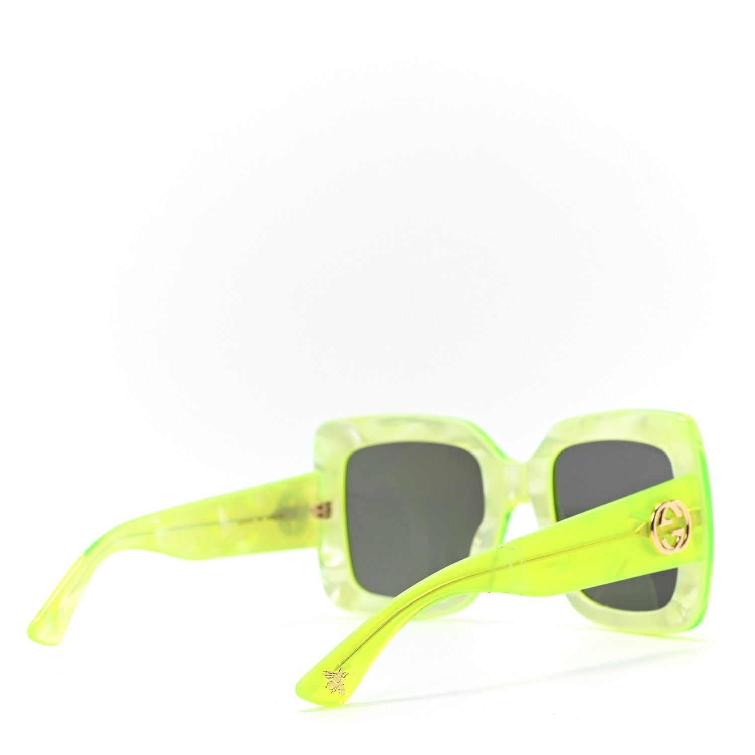 Gucci Acetate Square Frame Sunglasses GG0083S Neon Green 6 of 7