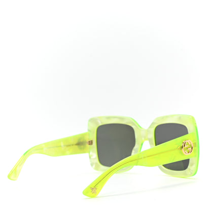 Gucci Acetate Square Frame Sunglasses GG0083S Neon Green 6 of 7