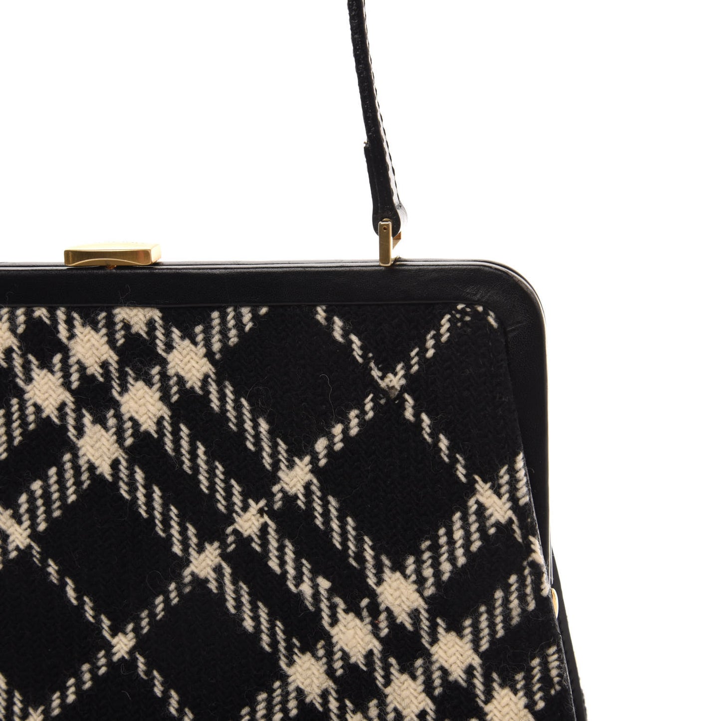 Wool Plaid Check Frame Bag Black