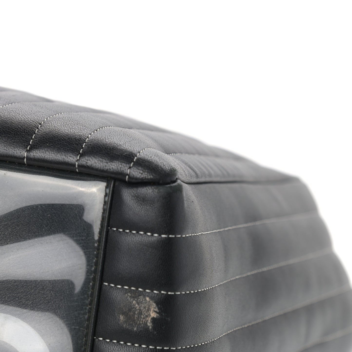 Lambskin Vertical Quilted Large Mademoiselle Tote Black