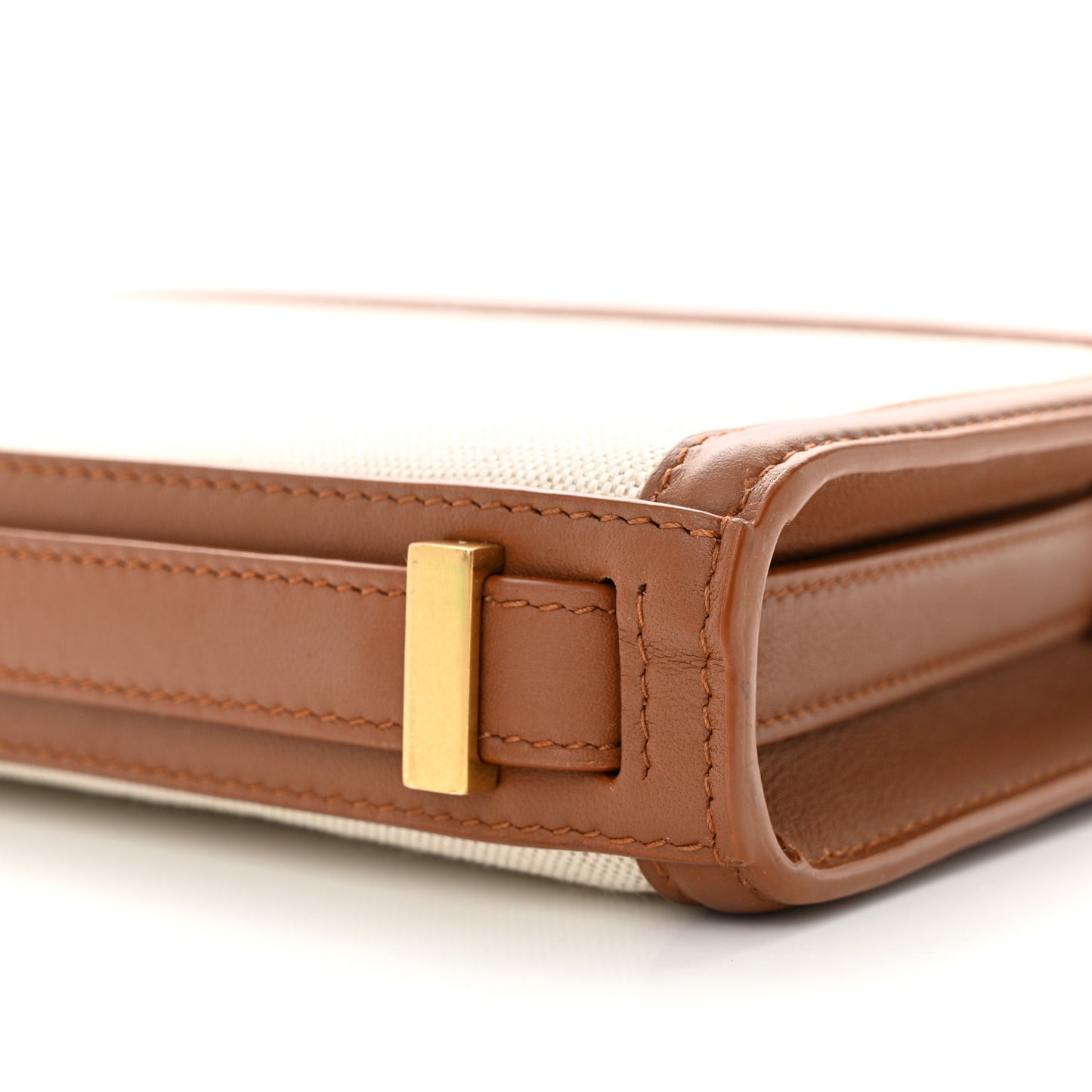 Canvas Calfskin Reverse Satchel Beige Brick