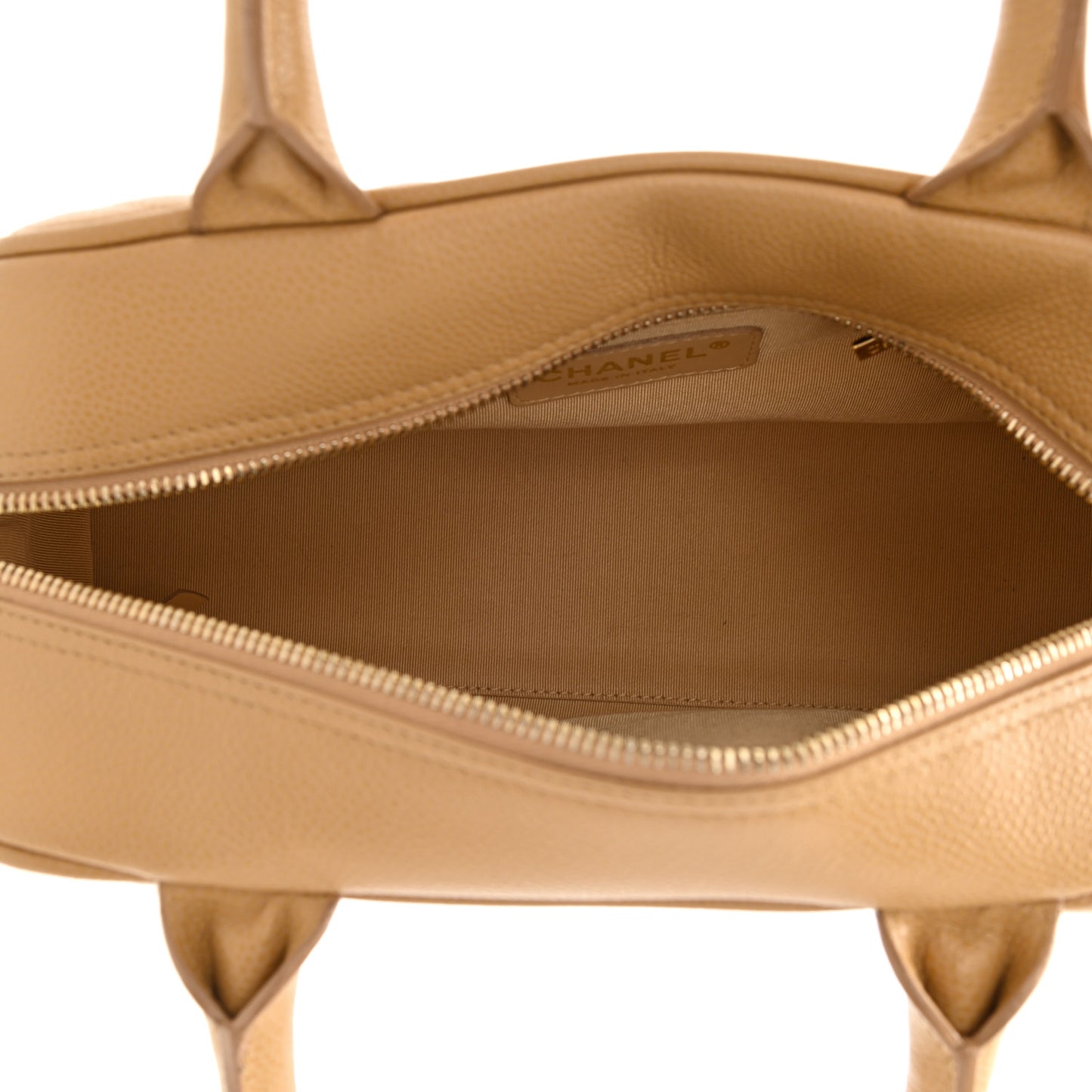 Caviar Quilted Small Bowler Beige