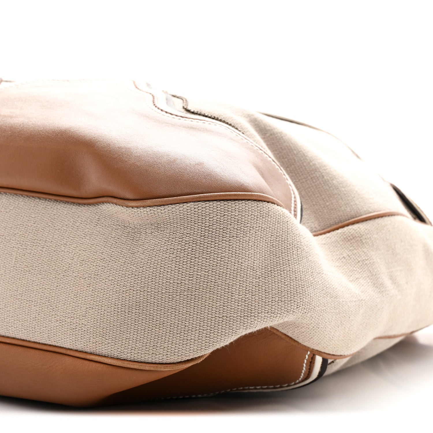 Bottega Veneta Canvas Calfskin Trimmed Tote Beige Brown 10 of 10