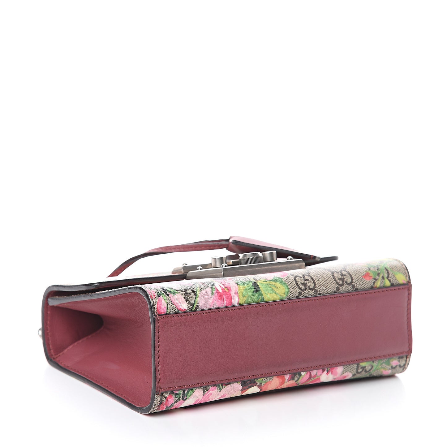 GG Supreme Monogram Blooms Small Padlock Shoulder Bag Beige Multicolor Dry Rose