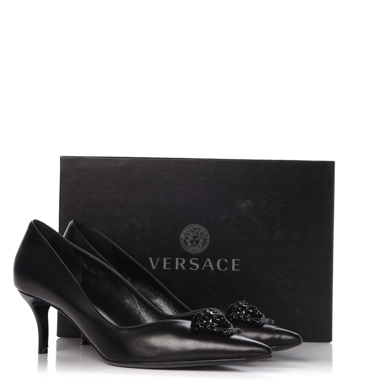 Calfskin Palazzo Kitten Pumps 39.5 Black
