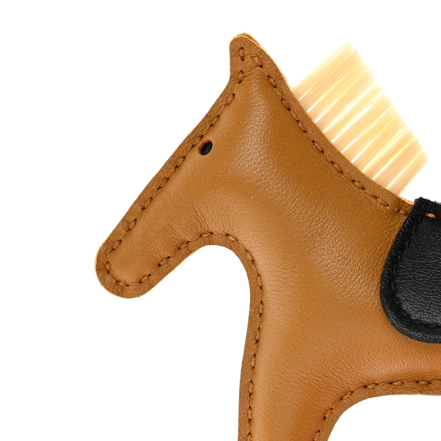 Hermes Milo Lambskin Horse Hair Grigri Rodeo Bag Charm PM Sesame Craie Black 5 of 6