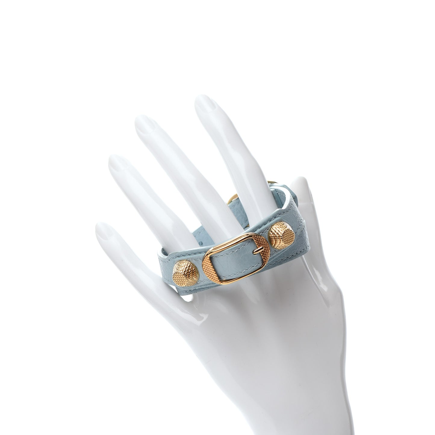 Agneau Giant 12 Gold Hardware Double Tour Bracelet M Bleu Dragee