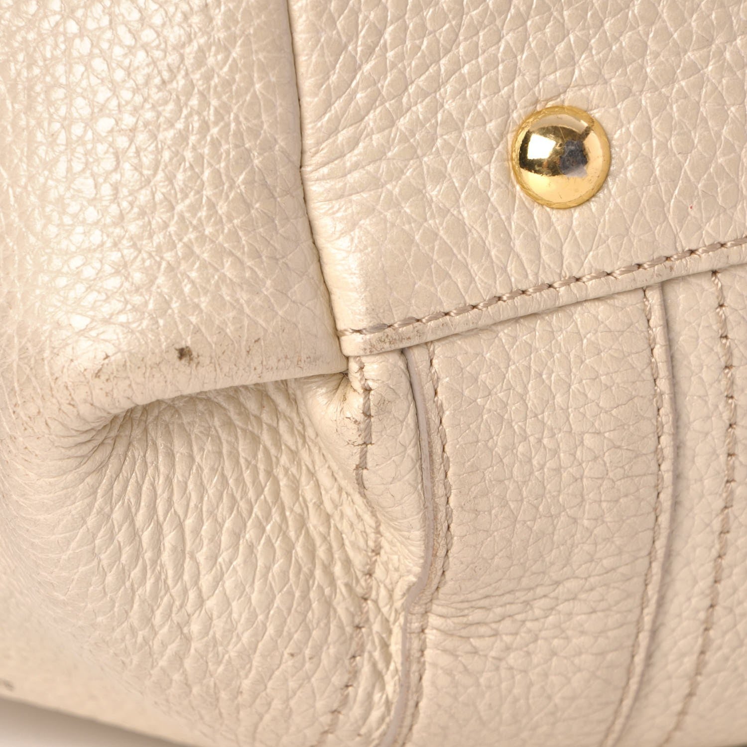 MCM Grained Calfskin Studded Tote White 10 of 19