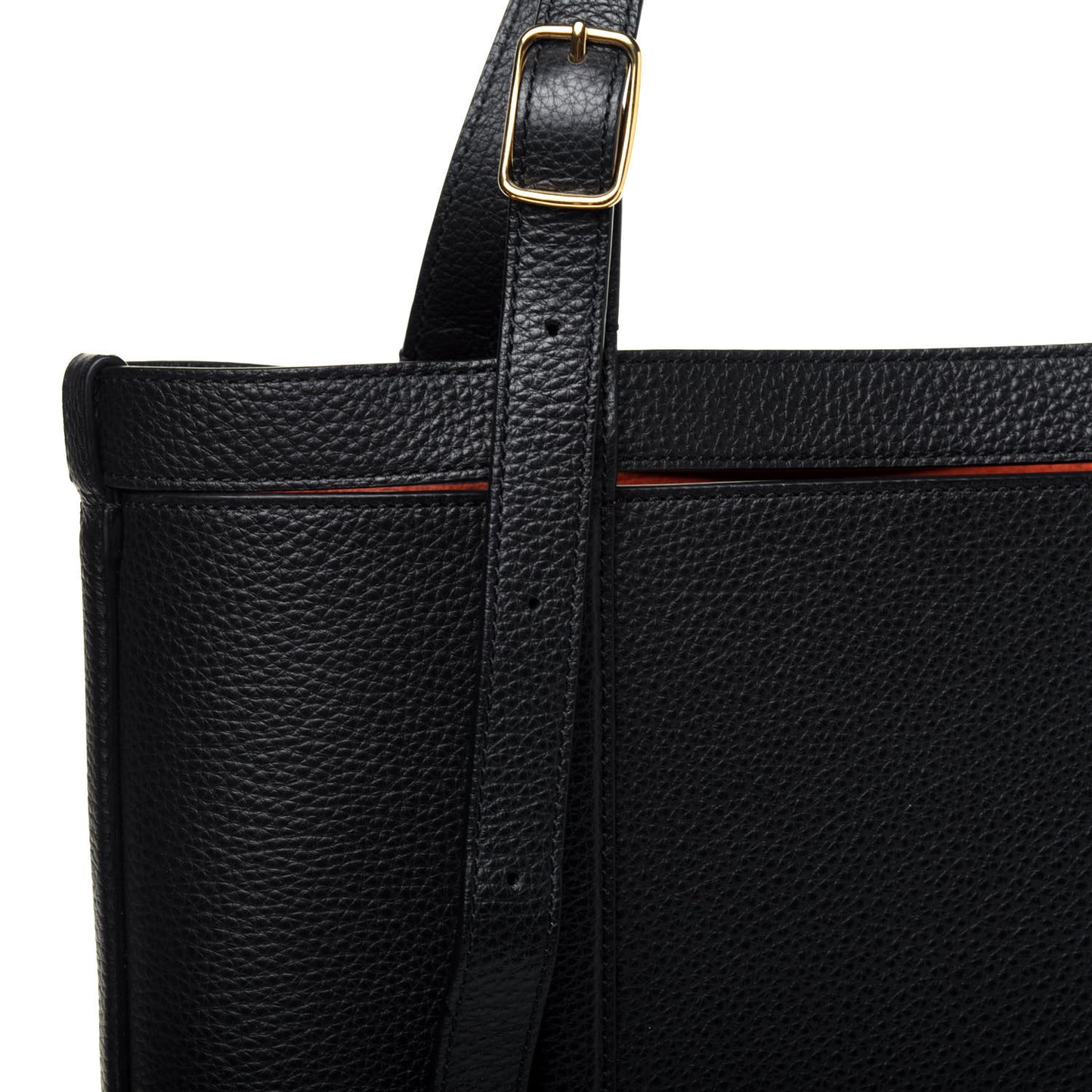 Small Classic Grain Calfskin Bucket Tote Bag Black