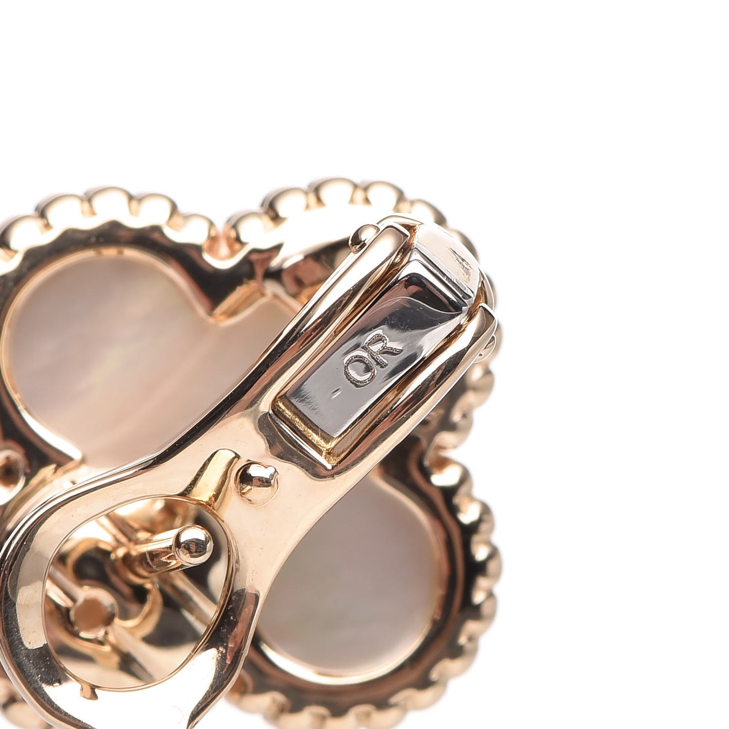 18K Yellow Gold Mother of Pearl Vintage Alhambra Earrings