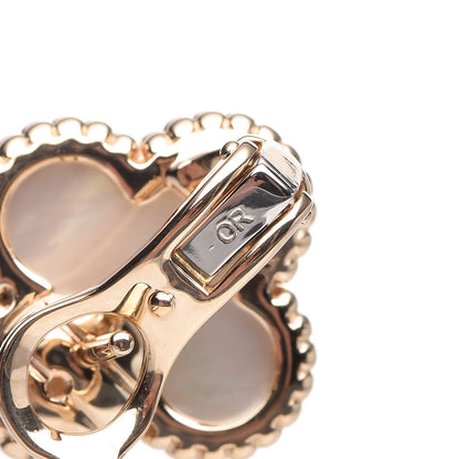 Van Cleef & Arpels 18K Yellow Gold Mother of Pearl Vintage Alhambra Earrings 4 of 6