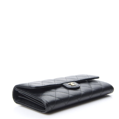 Chanel Caviar Quilted Large Gusset Flap Wallet Black 3 of 7