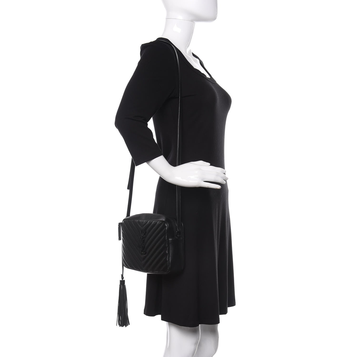 Saint Laurent Calfskin Matelasse Monogram Lou Camera Bag Black 2 of 9