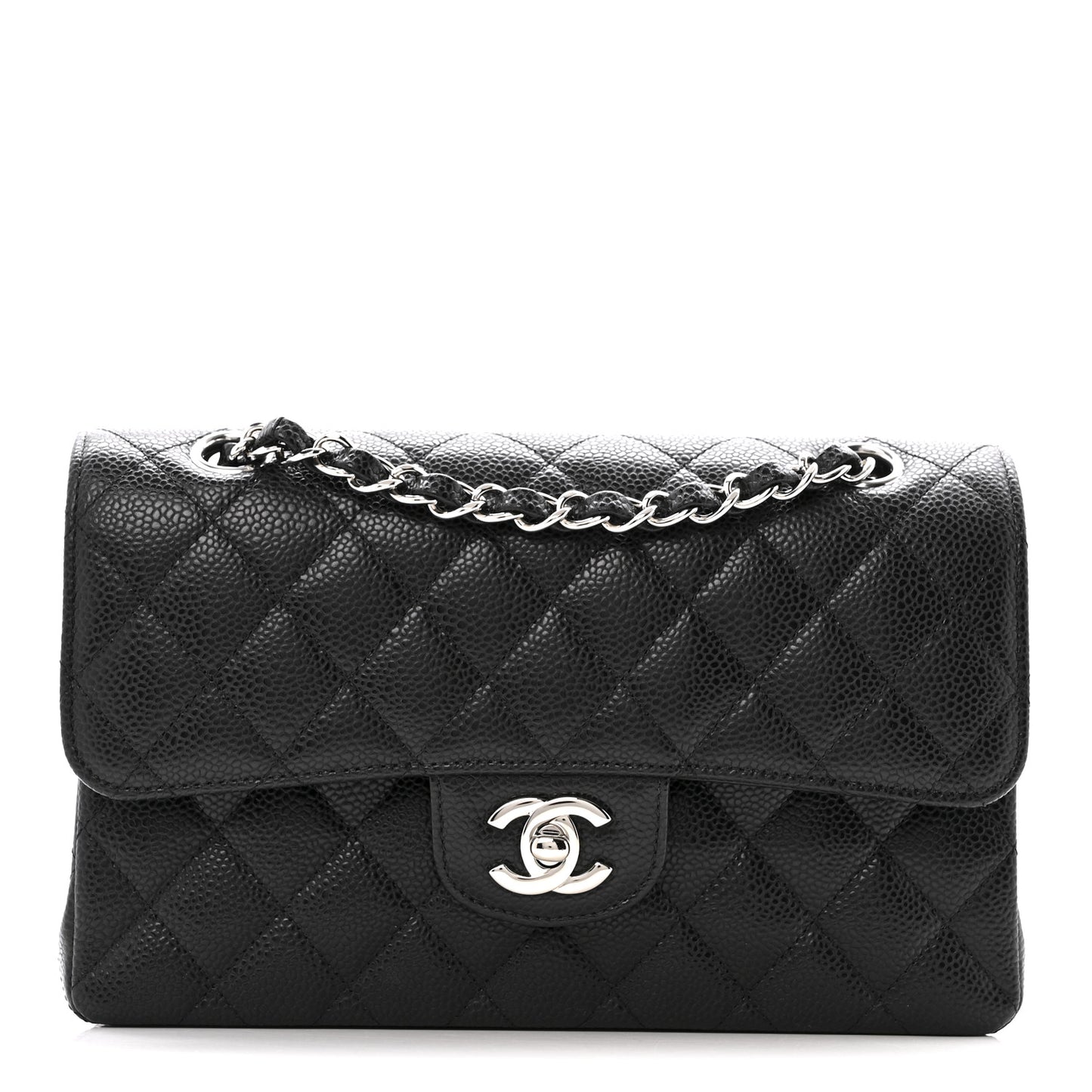 Caviar Quilted Small Double Flap Black
