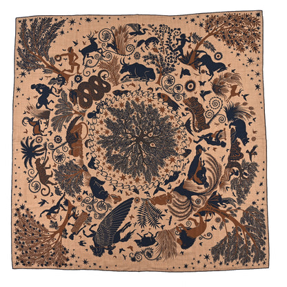 Hermes Silk Sous Le Charme d'Orphee Double Face Scarf 140 Caramel Caban Noisette 1 of 3