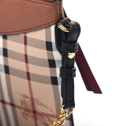 Burberry Haymarket Check Peyton Crossbody Clutch Bag Toffee 16 of 20