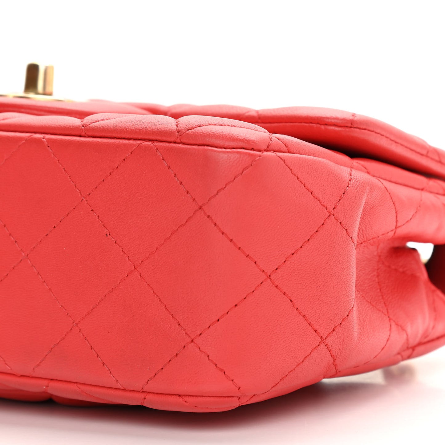 Lambskin Quilted Mini Rectangular Flap Red