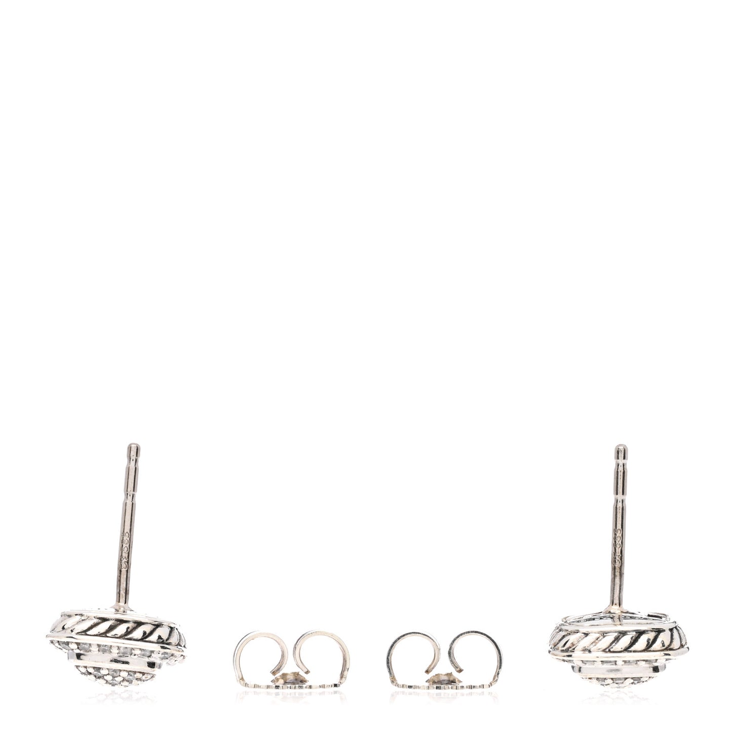 Sterling Silver Diamond 5mm Pave Albion Earrings