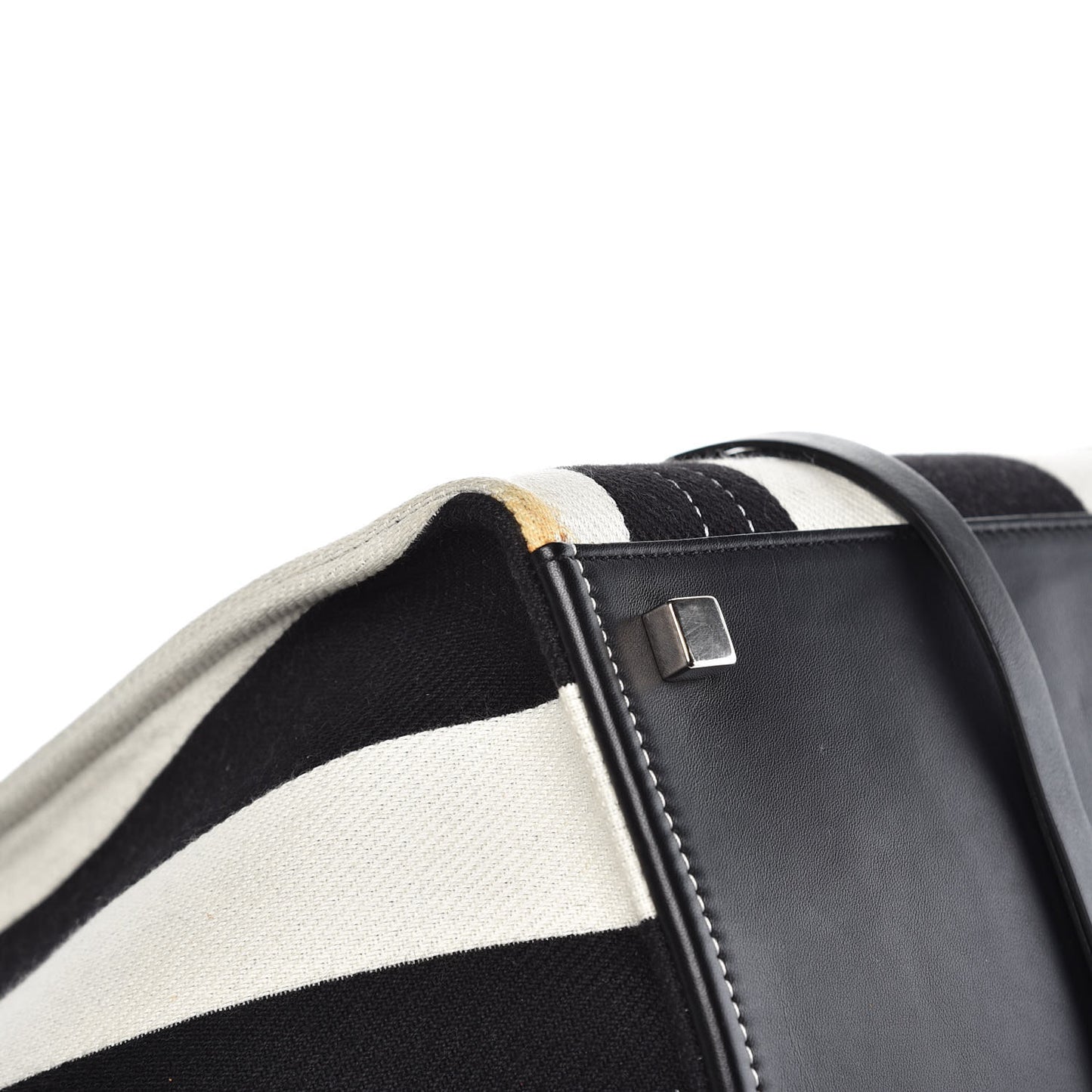 Cotton Canvas Striped Medium Phantom Luggage White Black